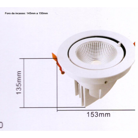 Downlight spot led cob 30w 90 rond orientable - couleur eclairage au choix