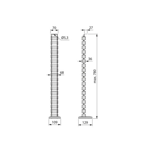 Colonne passe-câbles Pipe 4, Plastique, Peint aluminium