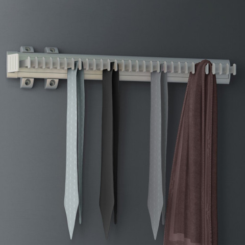 Porte cravates latéral extractible, Anodisé mat, Plastique et Aluminium