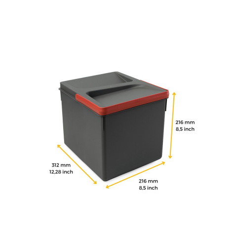 Bac de tri sélectif pour tiroirs de cuisine Recycle Hauteur 216mm, 1x12litres, Plastique gris anthracite