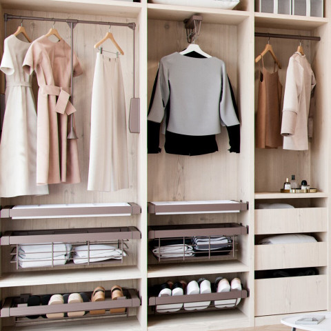 Penderie rabattable pour armoire Hang, Acier et Plastique couleurs & dimensions au choix