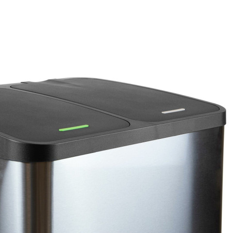 Bac de tri sélectif a compartiments Recycle, ouverture du couvercle par pédale, 2x15litres, Acier inoxydable