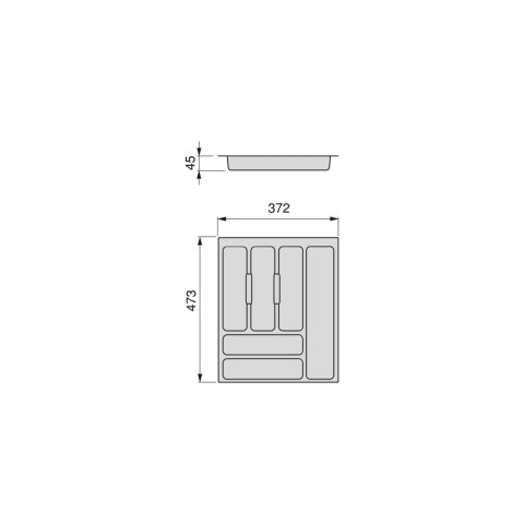 range-couverts Optima Vertex/Concept, profondeur 500mm, plateau 16mm, module 450mm, Plastique, Gris antracite