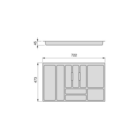 range-couverts Optima Vertex/Concept, profondeur 500mm, plateau 16mm, module 800mm, Plastique, Blanc