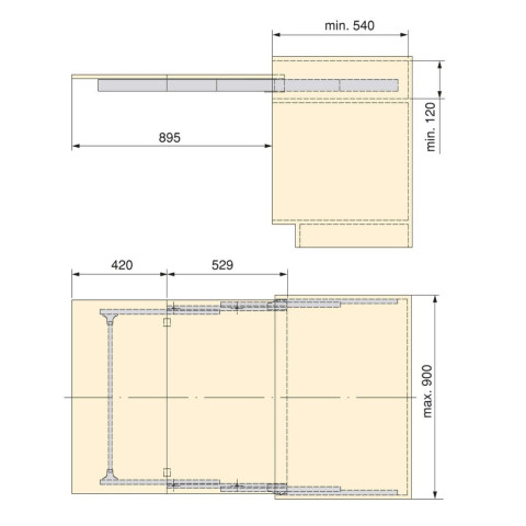 Coulisses pour table à rallonge Lunch, Aluminium, Inox anodisé