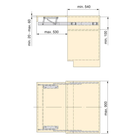 Coulisses pour table extensible et relevable Oplà Top, Aluminium, Acier inox anodisé