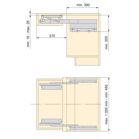 Coulisses pour table extensible et relevable Oplà Folding+39, Aluminium, Acier inox anodisé