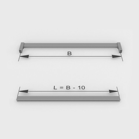 Lot de 2 rails de penderie Luxe de 0,75 m de long avec supports, Aluminium et Plastique, Peint en noir texturé