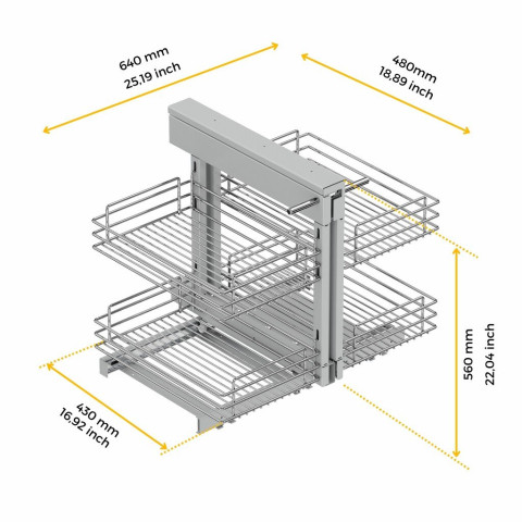 Système d'angle extractible pour meuble de cuisine Suprastar, acier, chrome