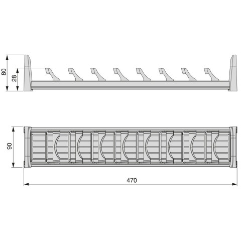 Orderbox porte-tiroir pour tiroir, 90x470mm, Aluminium et Plastique, Gris antracite