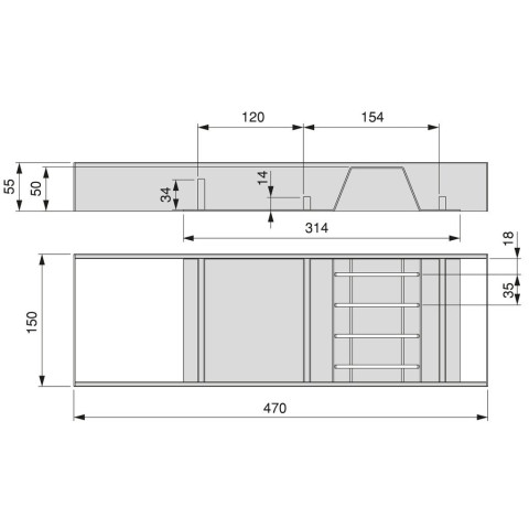 Orderbox Porte-couteau pour tiroir, 150x470mm, Acier et Bois, Gris antracite