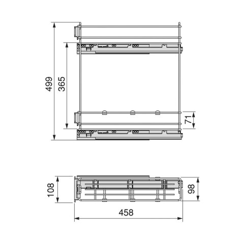 Porte-bouteilles latéral extractible SupraMax avec fermeture amortie, module 150mm, acier, chromé