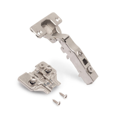 Lot de 20 charnières droites X91 à fermeture amortie avec embases de montage mixtes, Diamètre 5x9.5mm, Hauteur 0, Acier, Nickelé