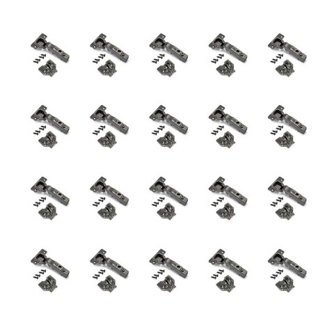 Emuca Lot de 20 charnières droites X91N avec embases à visser, Hauteur 0, Acier, Titane