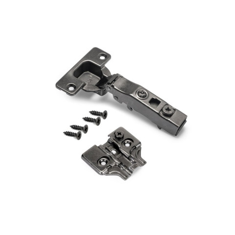 Emuca Lot de 20 charnières droites X91N avec embases à visser, Hauteur 0, Acier, Titane