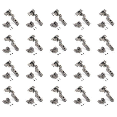 Lot de 10 charnières droites X91 à ouverture de 165 degrés avec fermeture amortie et embases euro, hauteur 0, acier, titane