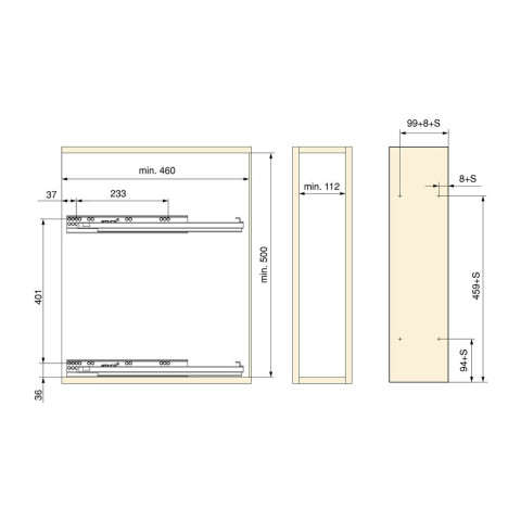 Porte-bouteilles latéral extractible TitaneMax, avec fermeture amortie, dimensions et couleurs aux choix