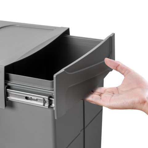 Bac de tri sélectif a montage inférieur et extraction manuelle pour élément de cuisine Recycle, 2x25litres, Plastique gris antracite