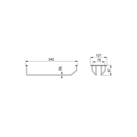 Porte-verres pour meubles Supra 1 rangée, longueur 340mm, Acier, Chromé