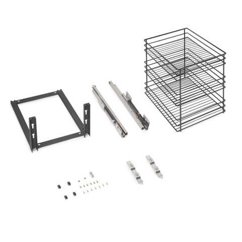 Chariot coulissant Titane avec fixation inférieure à fermeture amortie, acier, Gris antracite - dimensions aux choix