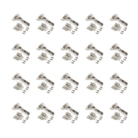Lot de 20 charnières coudées X91N avec embases à visser, Hauteur 0, Acier, Nickelé