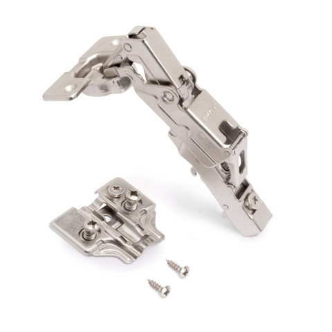 Lot de 10 charnières droites X91 à ouverture de 165 degrés avec fermeture amortie et embases euro, hauteur 0, acier, nickelé