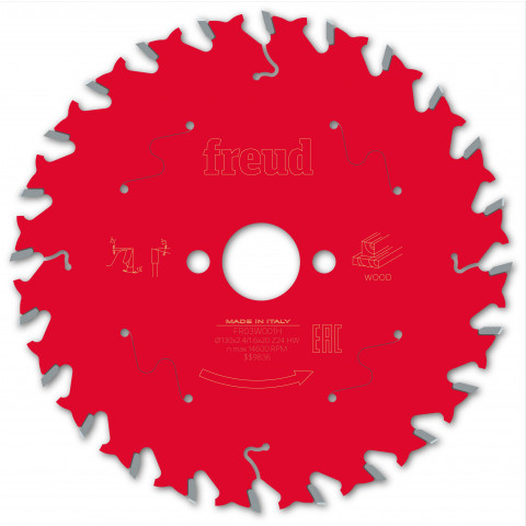 Lame pour scie circulaire portative freud - ø130 2,4/1,6 al20 z24 ba 15° - f03fs09665 -fr03w001h