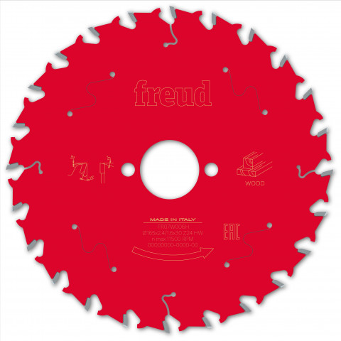 Lame pour scie circulaire portative freud - ø165 2,4/1,6 al30 z24 ba 15° - f03fs09691 -fr07w006h