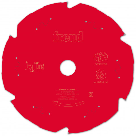 Lame diamant pour scie circulaire portative sans fil freud - ø250 2,2/1,6 al30 z6 td 10° - f03fs10099 -fr23f002mc