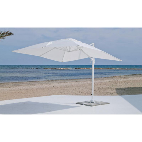 Grand parasol de jardin gaban en aluminium mat blanc toile blanc, hev31237