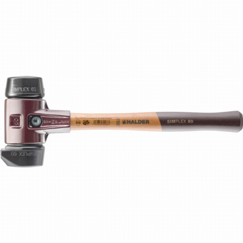 Maillet halder simplex caoutchouc chargé, avec pied intégré / avec boîtier en fonte malléable et manche en bois de haute qualité - d=80 mm - 3022.280