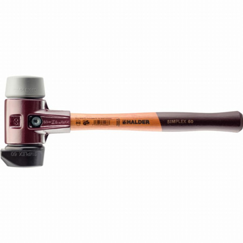 Maillet halder simplex caoutchouc chargé, avec pied intégré / tpe moyen, avec boîtier en fonte malléable et manche en bois de haute qualité - d=80 mm - 3023.280