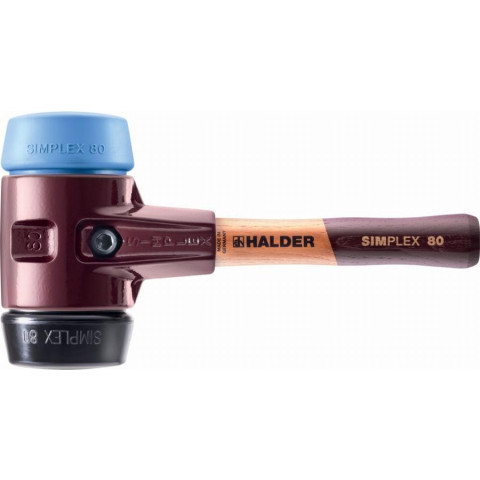 Maillet halder simplex tpe souple / caoutchouc chargé avec boîtier en fonte malléable et manche en bois - d=80 mm - manche extra-court - 3012.082