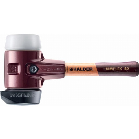 Maillet halder simplex caoutchouc chargé, avec pied intégré / superplastique, avec boîtier en fonte malléable et manche en bois de haute qualité - d=80 mm - manche extra-court - 3027.282