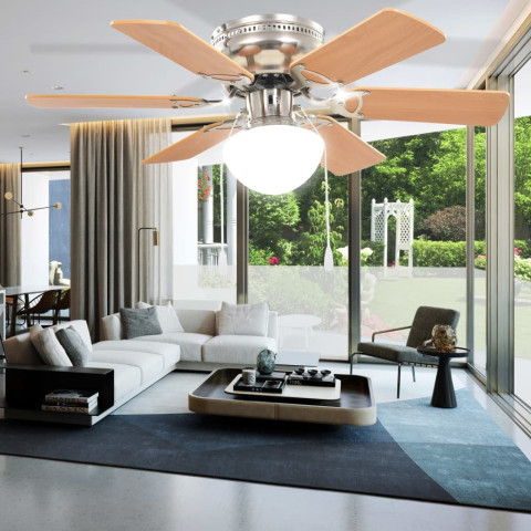Ventilateur de plafond orné avec lumière 82 cm - Couleur au choix