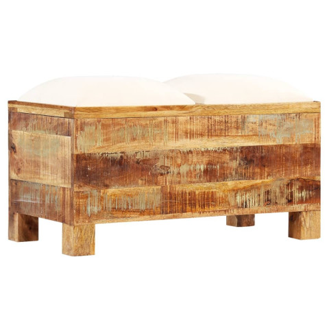 Banc de rangement bois massif recyclé 80 x 40 x 40 cm