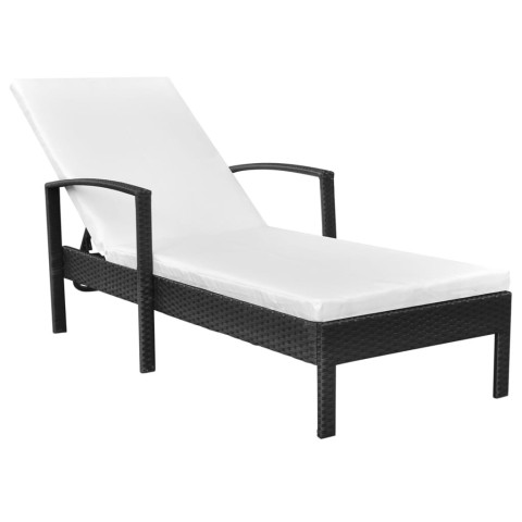 Chaise longue avec accoudoirs Résine tressée - Couleur au choix