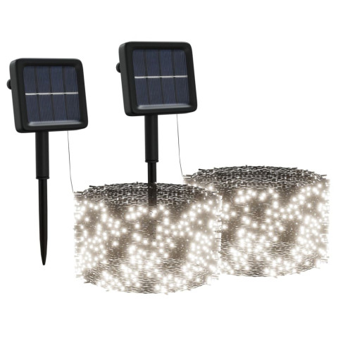 Lampes solaires 2 pcs 2x200 LED Intérieur/Extérieur - Couleur  d'éclairage au choix