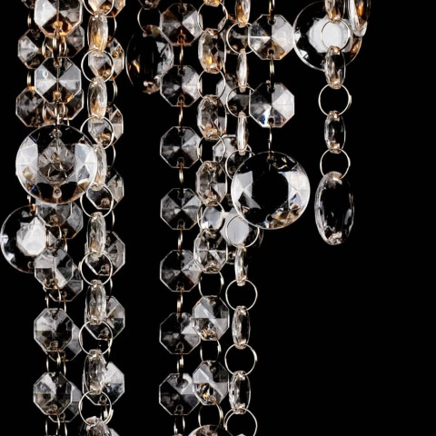 Plafonnier avec perles de cristal Blanc Métal