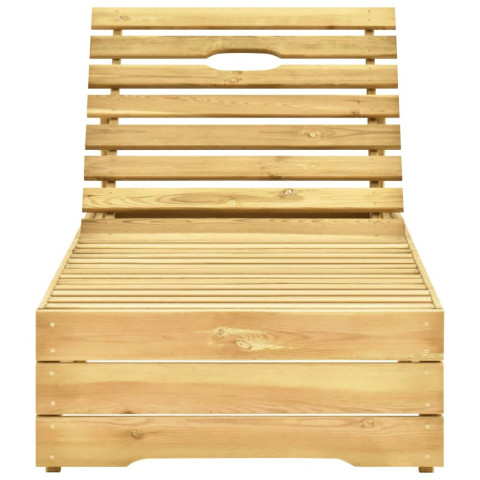 Chaise longue avec coussin taupe bois de pin imprégné