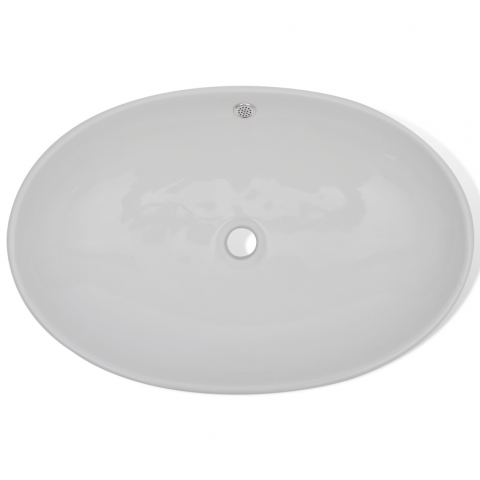 vidaXL Luxueuse Vasque à poser en céramique Ovale Blanche 63,5 x 41,5 cm