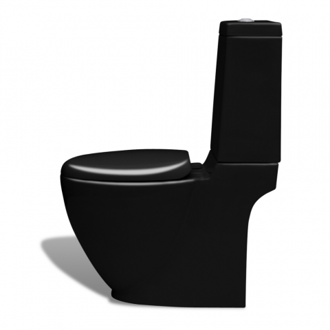 Toilette arrondie en céramique noir - évacuation verticale au sol