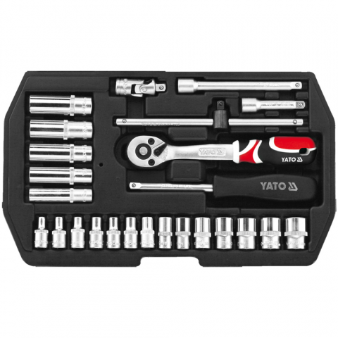 YATO Kit de douilles 25 pièces en métal noir YT-1446