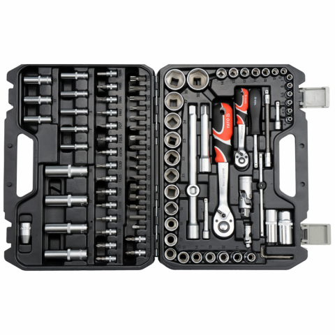 YATO Kit d'Outils de 94 Pièces en Métal Noir YT-12681