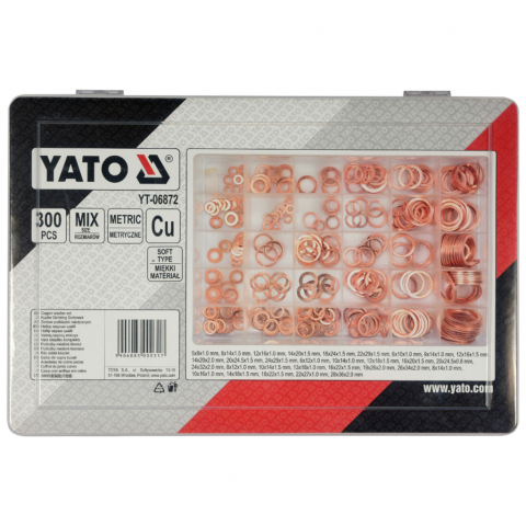YATO Ensemble de 300 pièces rondelles en cuivre YT-06872