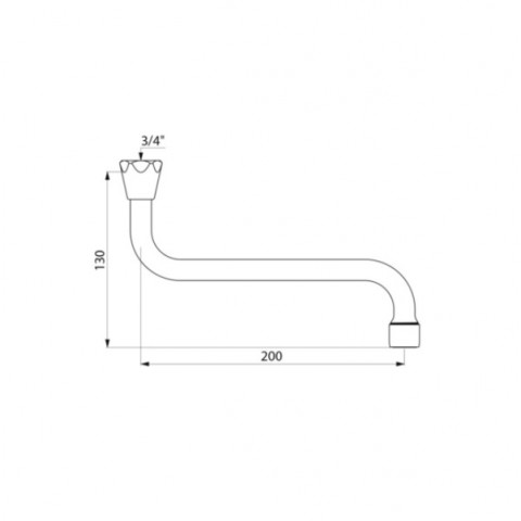 Bec universel horizontal f3/4" l.200 - h.130 brise-jet réglable