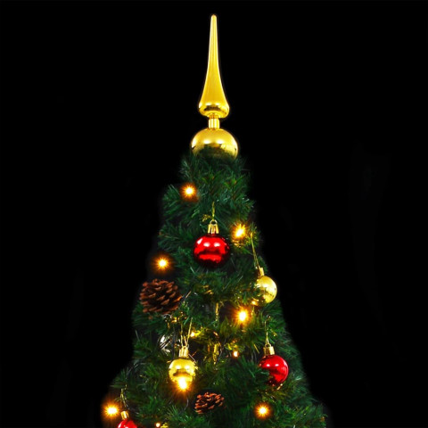 Arbre de Noël artificiel pré-éclairé avec boules vert 210 cm