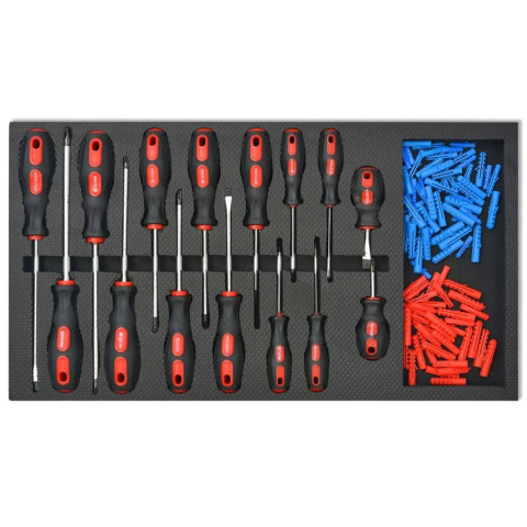 Chariot à outils pour atelier avec 1125 outils Acier Rouge