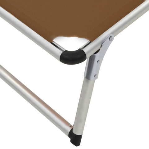 Chaise longue pliable avec auvent Aluminium et textilène - Couleur au choix