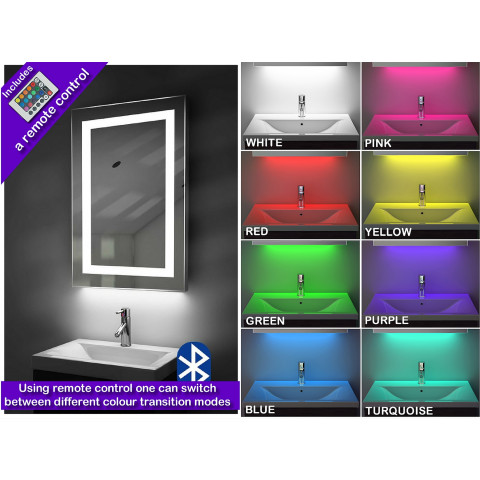 Miroir rasage, var. Couleur auto rvb, bluetooth, anti-buée, capteur k177irgbaud